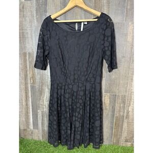 LC‎ Lauren Conrad Women's Black Polka Dot Dress Size 10 Short Sleeve